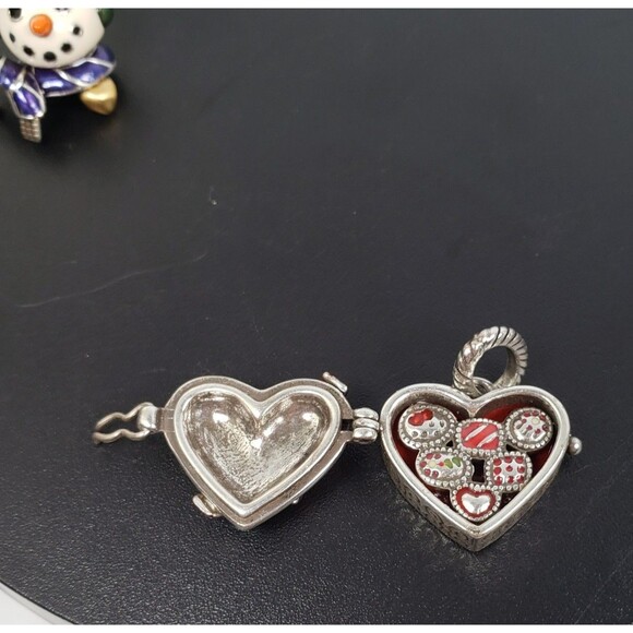 Brighton 20" Necklace Silver Heart Shape/Enamal Snowman Pendant Limited Edition - Picture 12 of 16